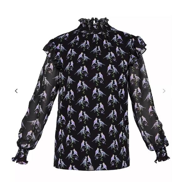 Ted Baker Tops - Ted Baker Zabrina Lovebirds Ruffle Blouse Ted Baker Size 4 / US Size 10